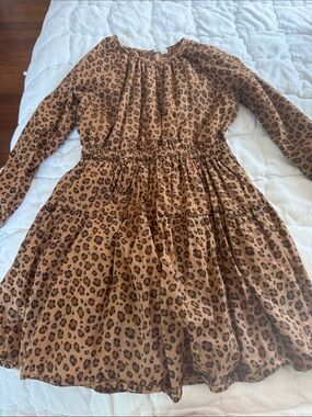 Crewcuts Brown Leopard-Print Tiered Dress